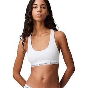 NWT New Calvin Klein Womens XL White Cotton Blend Unlined Wireless Bralette Bra